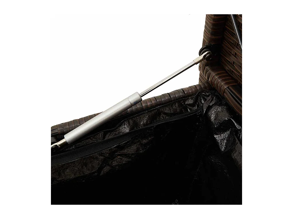 Gartenbank mit Stauraum und Kissen Braun Poly Rattan