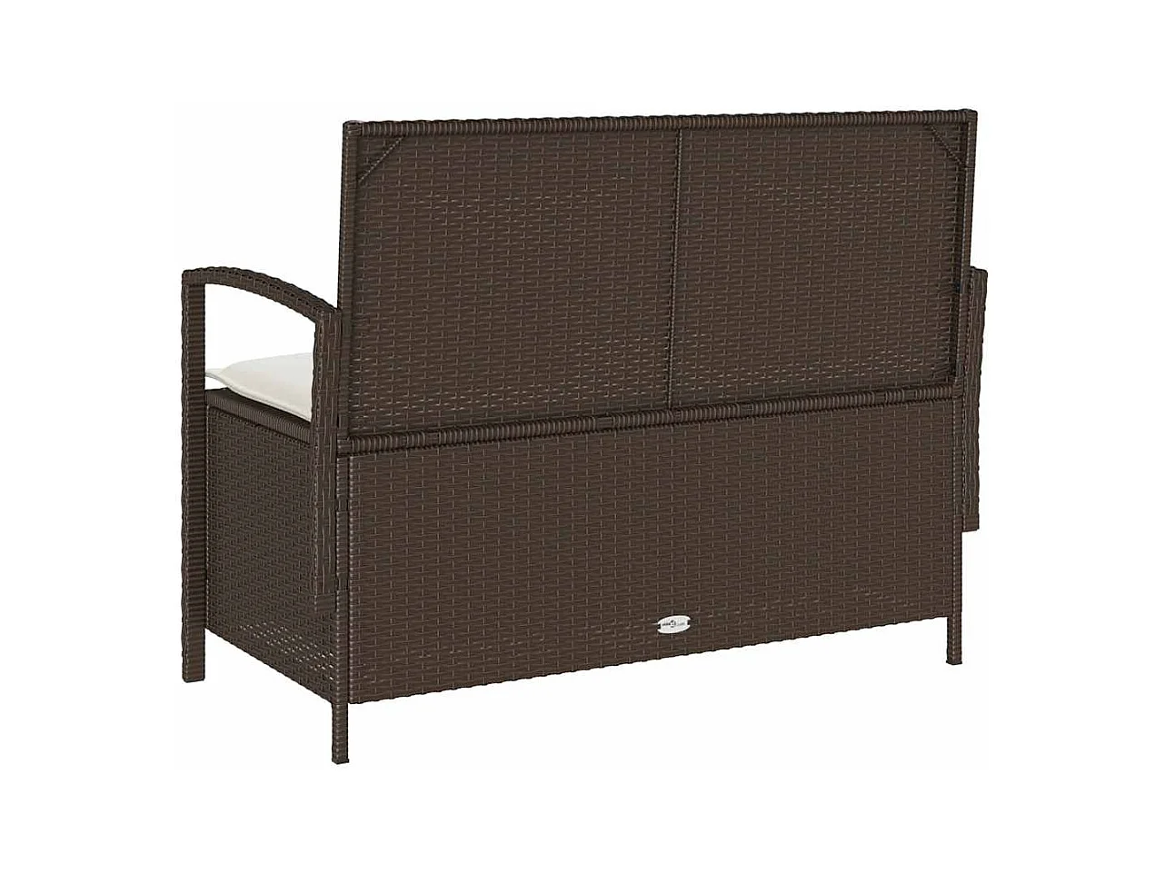 Gartenbank mit Stauraum und Kissen Braun Poly Rattan