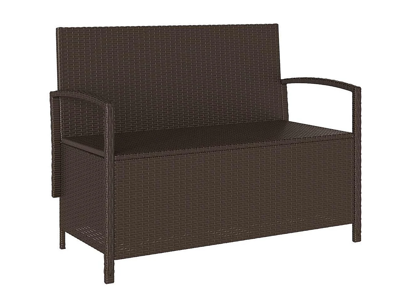Banc de rangement de jardin avec coussin marron polyrotin