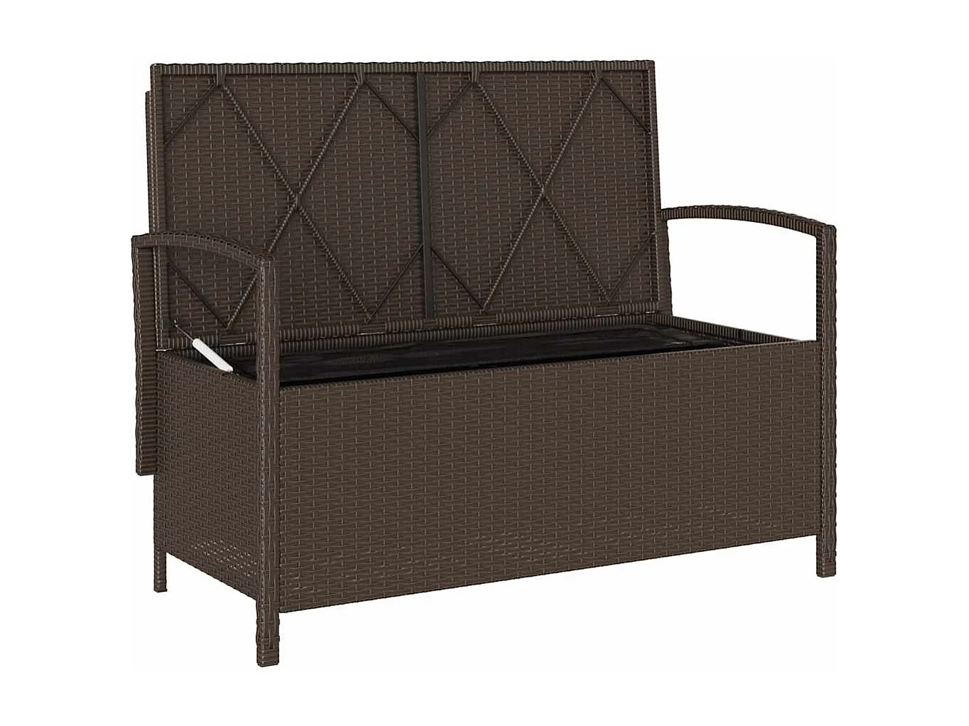 Banc de rangement de jardin avec coussin marron polyrotin