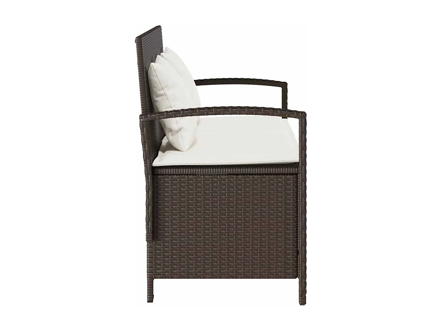 Banc de rangement de jardin avec coussin marron polyrotin