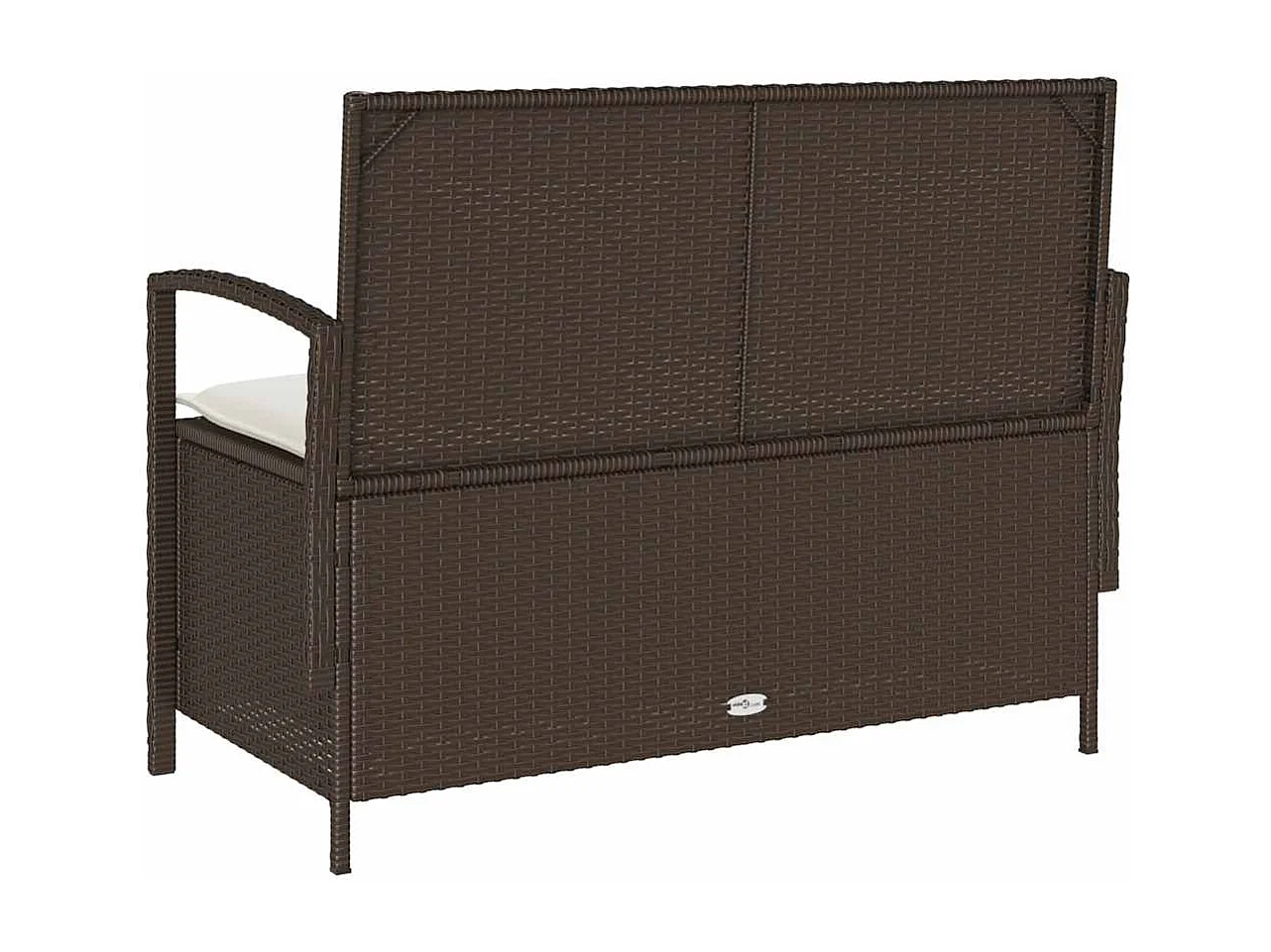 Banc de rangement de jardin avec coussin marron polyrotin