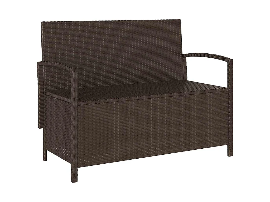 Banc de rangement de jardin avec coussin marron polyrotin