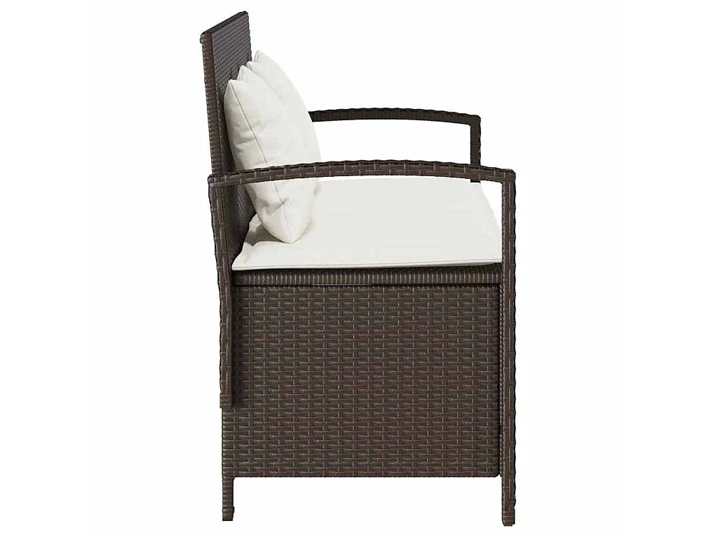 Banc de rangement de jardin avec coussin marron polyrotin