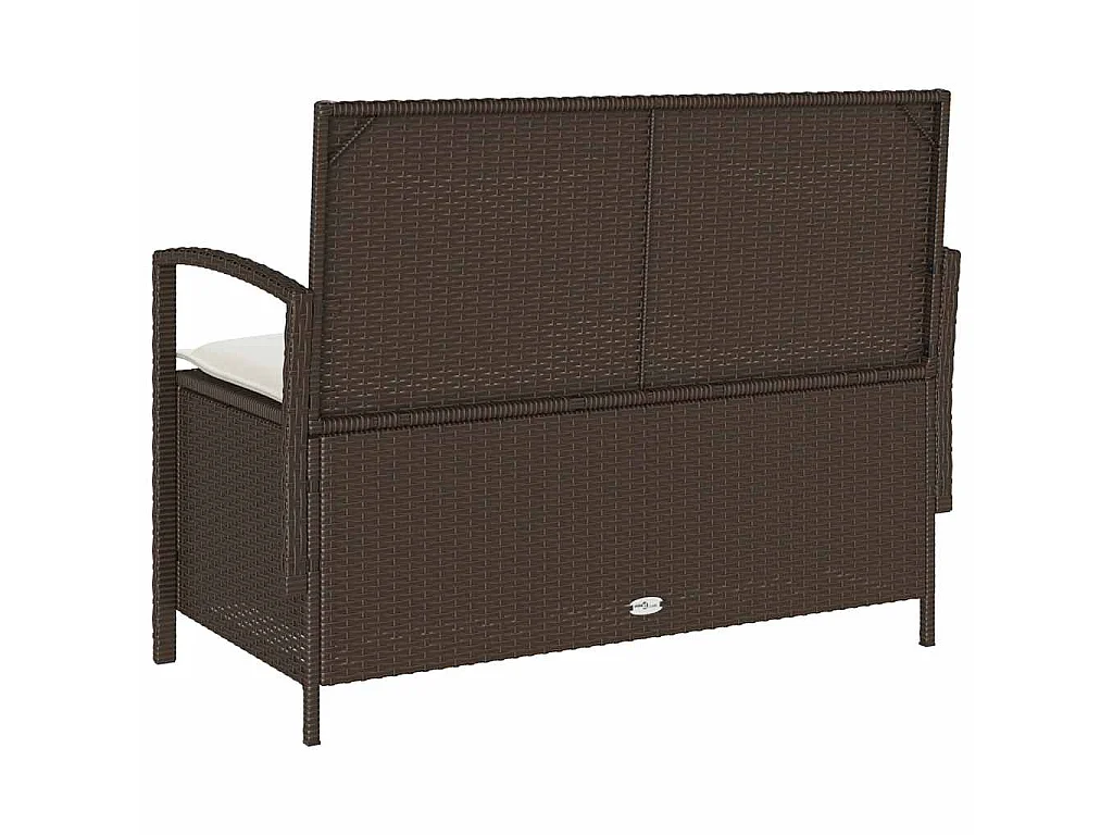 Banc de rangement de jardin avec coussin marron polyrotin