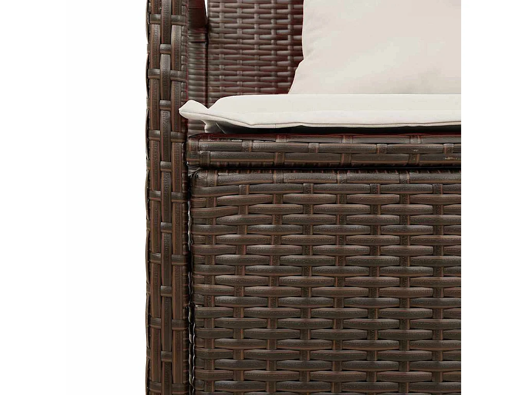 Panca Portaoggetti da Giardino con Cuscino Marrone Polyrattan