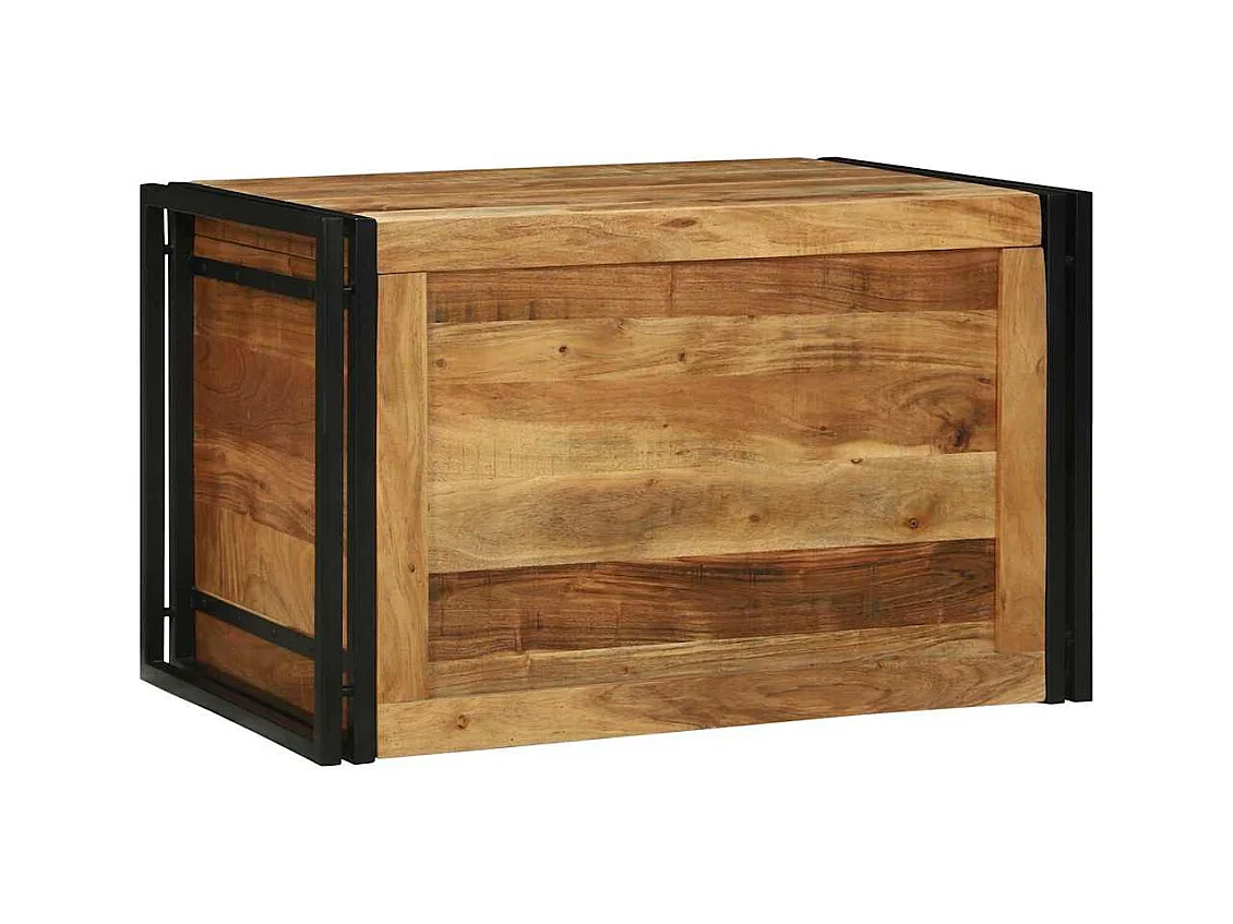 Boîte de Rangement Marron et noir 80 x 50 x 50 cm Bois d'acacia