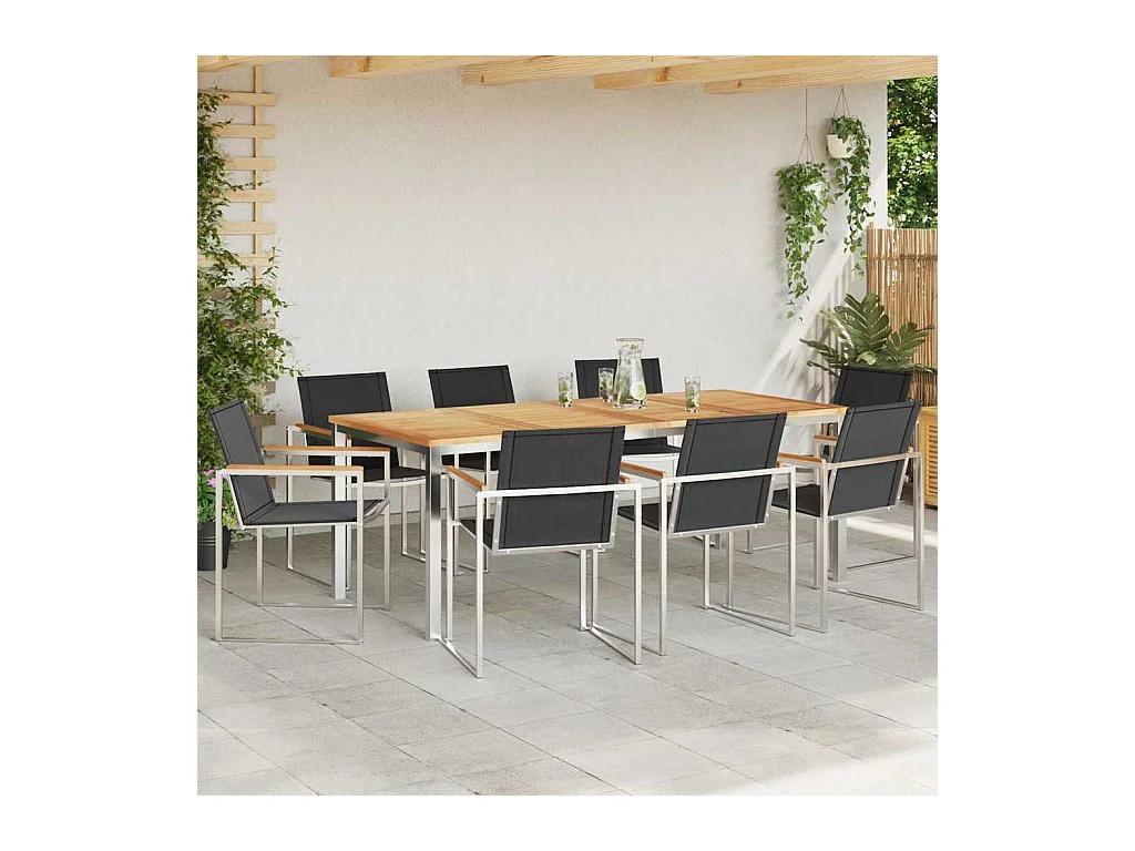 Ensemble de salle à manger pour jardin 9 pcs