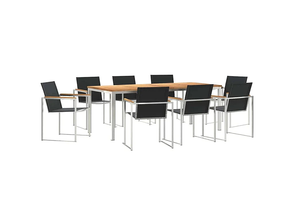 Garten Essgruppe 9 pcs Braun Massivholz Teak