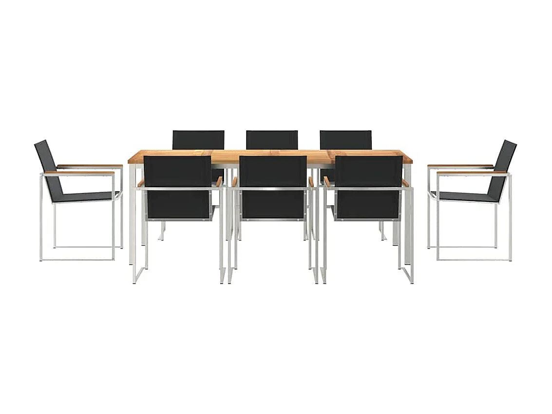 Garten Essgruppe 9 pcs Braun Massivholz Teak