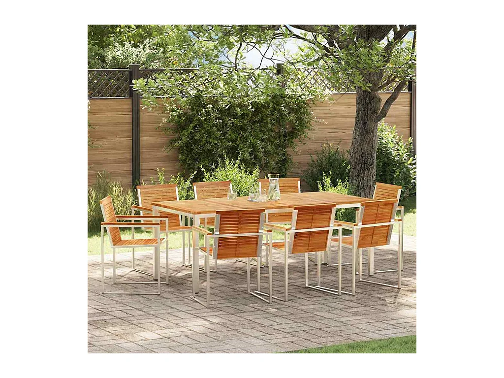 EnsembledeRepasdeJardin 9 pcs TeckMassif