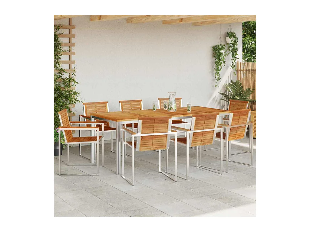EnsembledeRepasdeJardin 9 pcs TeckMassif