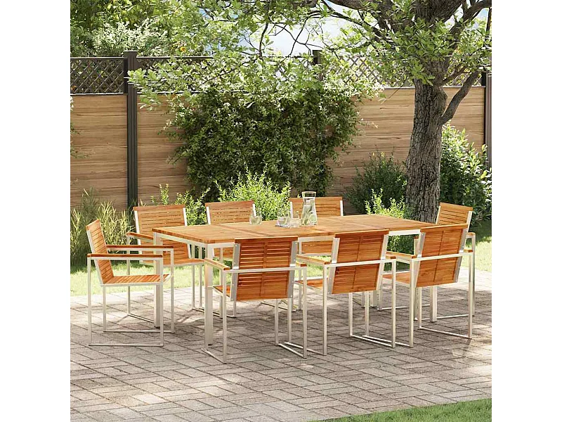 EnsembledeRepasdeJardin 9 pcs TeckMassif