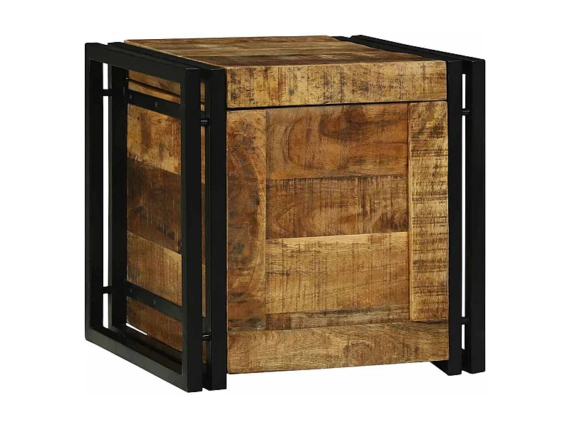 Opslagdoos Bruin en zwart 40 x 40 x 40 cm massief mangohout