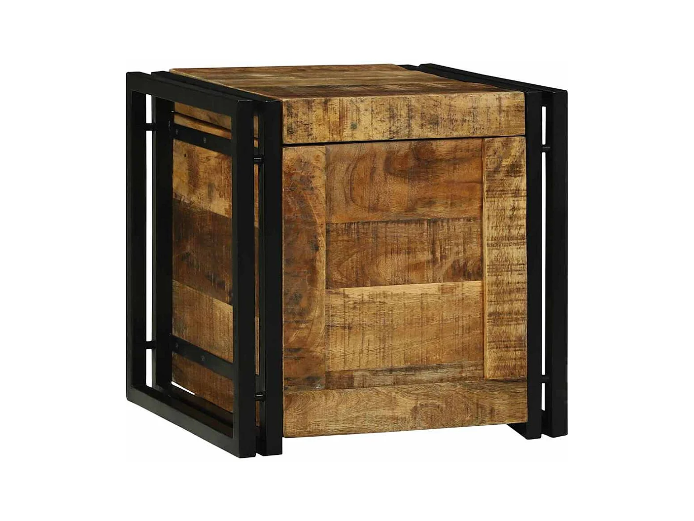 Boîte de Rangement 40 x 40 x 40 cm bois de manguier massif