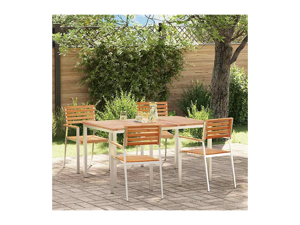 EnsembledeRepasdeJardin 5 pcs Marron TeckMassif