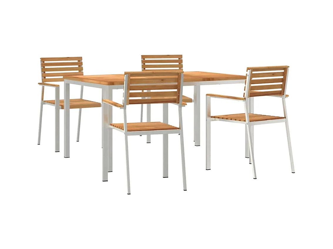 EnsembledeRepasdeJardin 5 pcs Marron TeckMassif