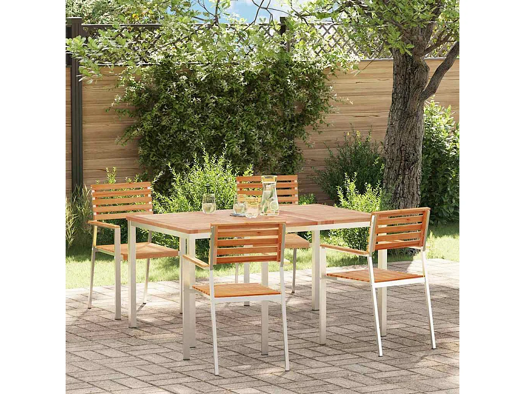 EnsembledeRepasdeJardin 5 pcs Marron TeckMassif