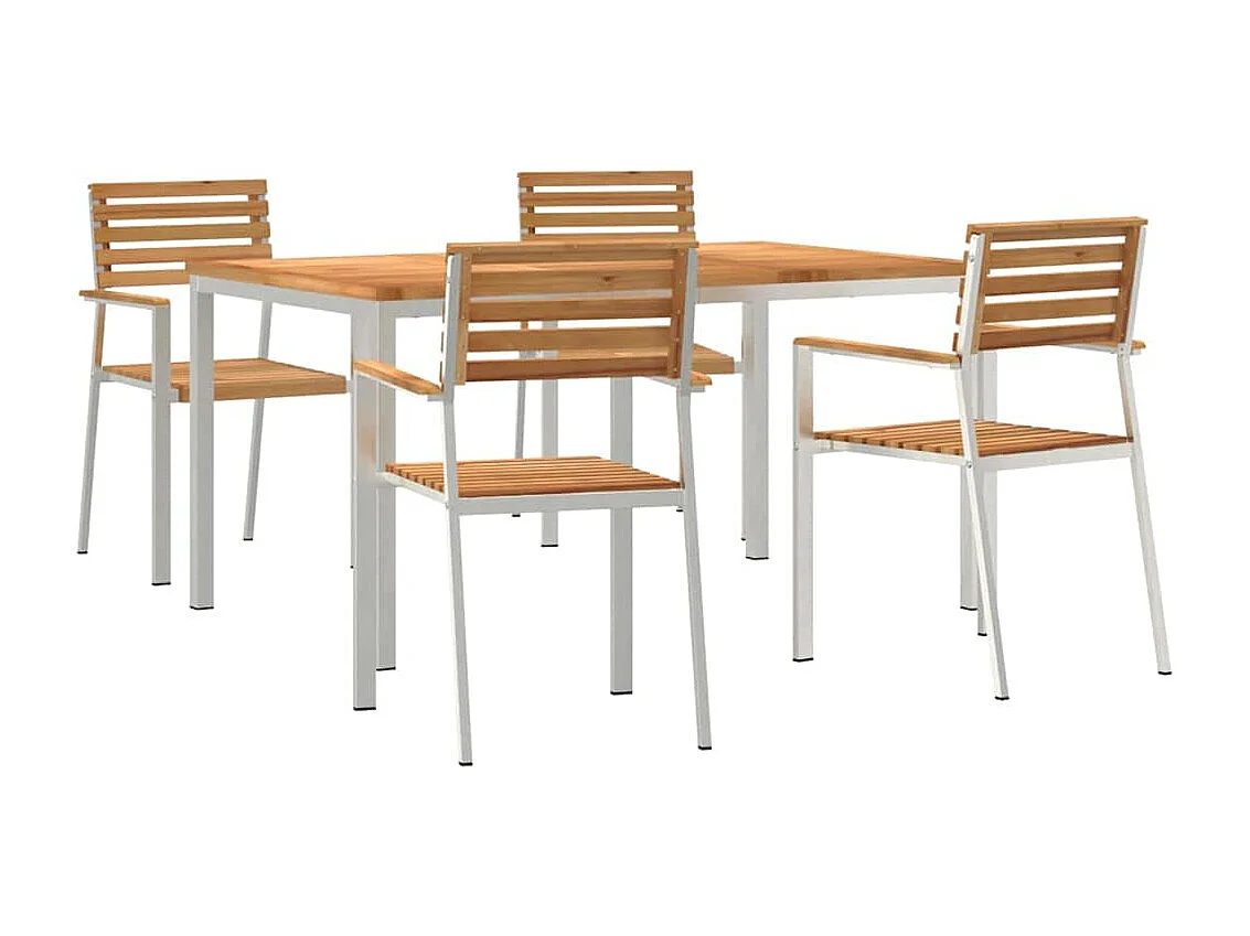 EnsembledeRepasdeJardin 5 pcs Marron TeckMassif