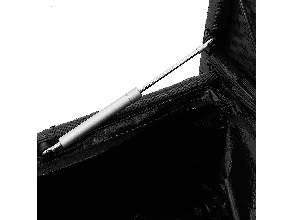 Banc de rangement de jardin avec coussin noir résine tressée