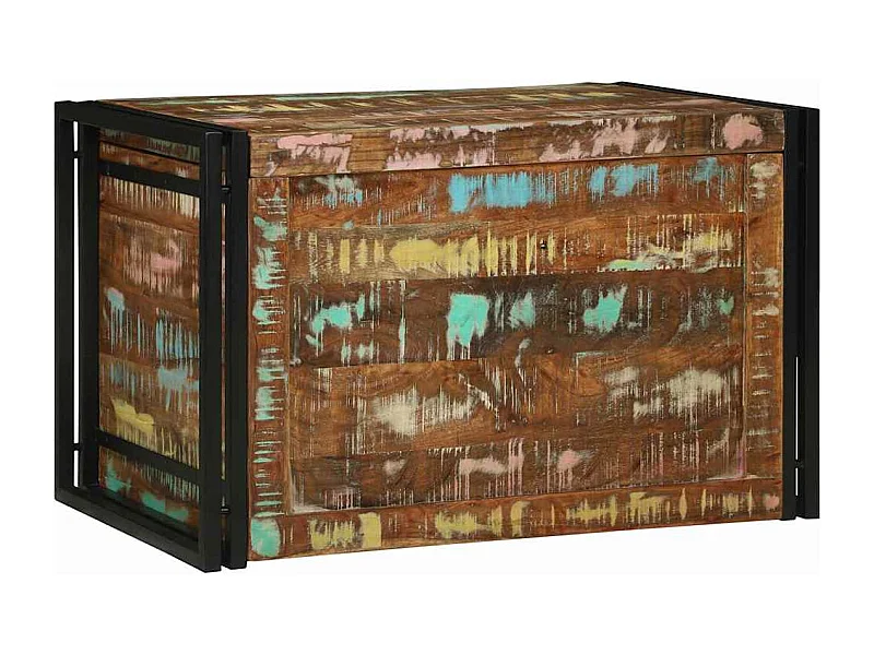 Opslagdoos Bruin en zwart 80 x 50 x 50 cm Gerecycled hout