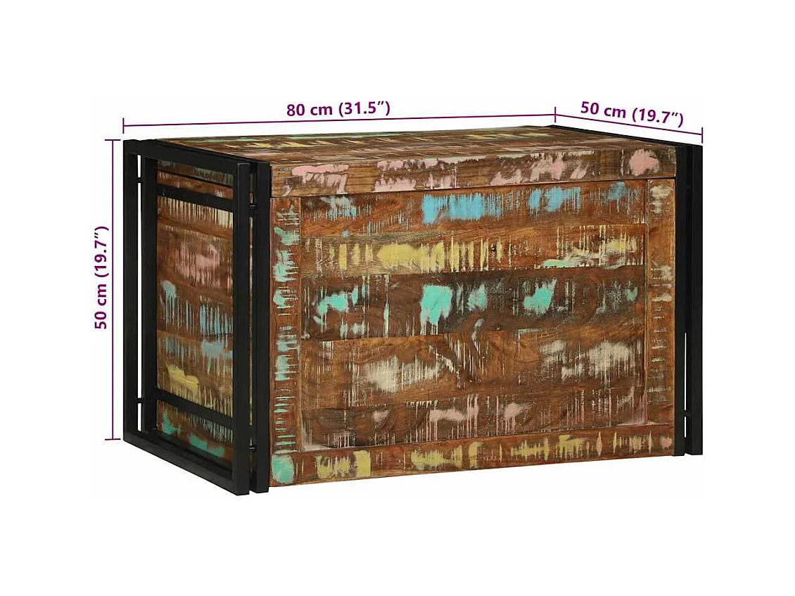 Boîte de Rangement 80 x 50 x 50 cm Bois de récupération