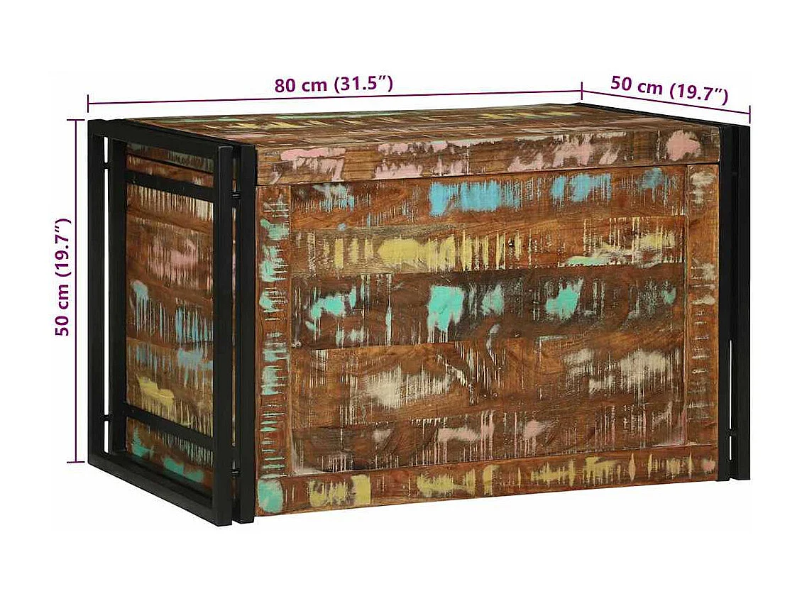 Caja de Almacenamiento 80 x 50 x 50 cm Madera reciclada