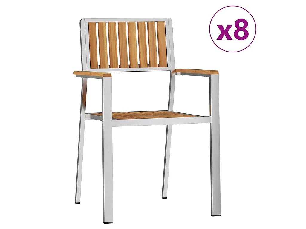 Outdoortisch-Set 9 pcs Massives Teakholz und Edelstahl