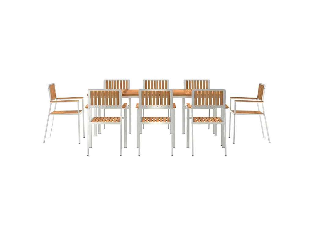 Outdoortisch-Set 9 pcs Massives Teakholz und Edelstahl