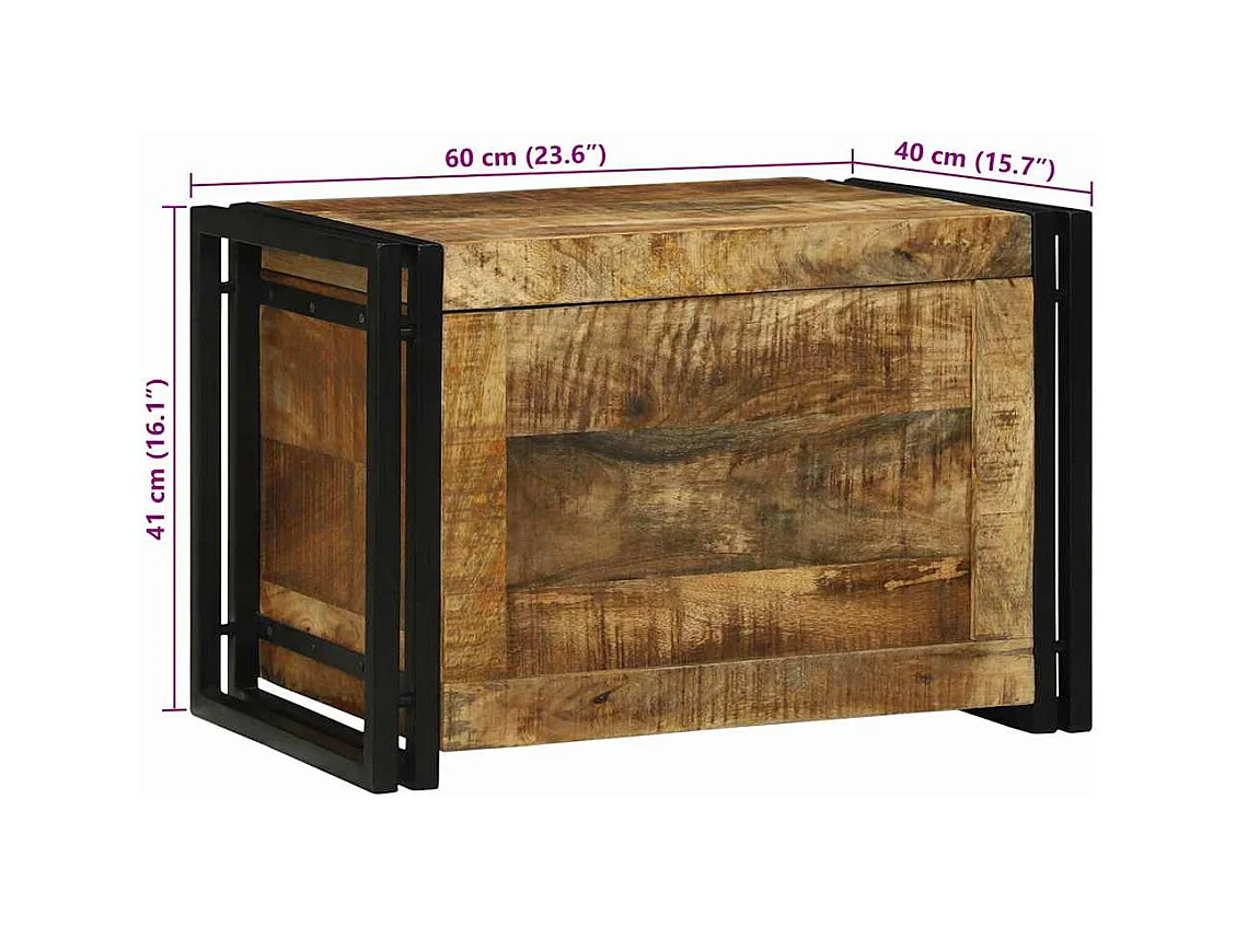 Boîte de Rangement 60 x 40 x 41 cm bois de manguier massif