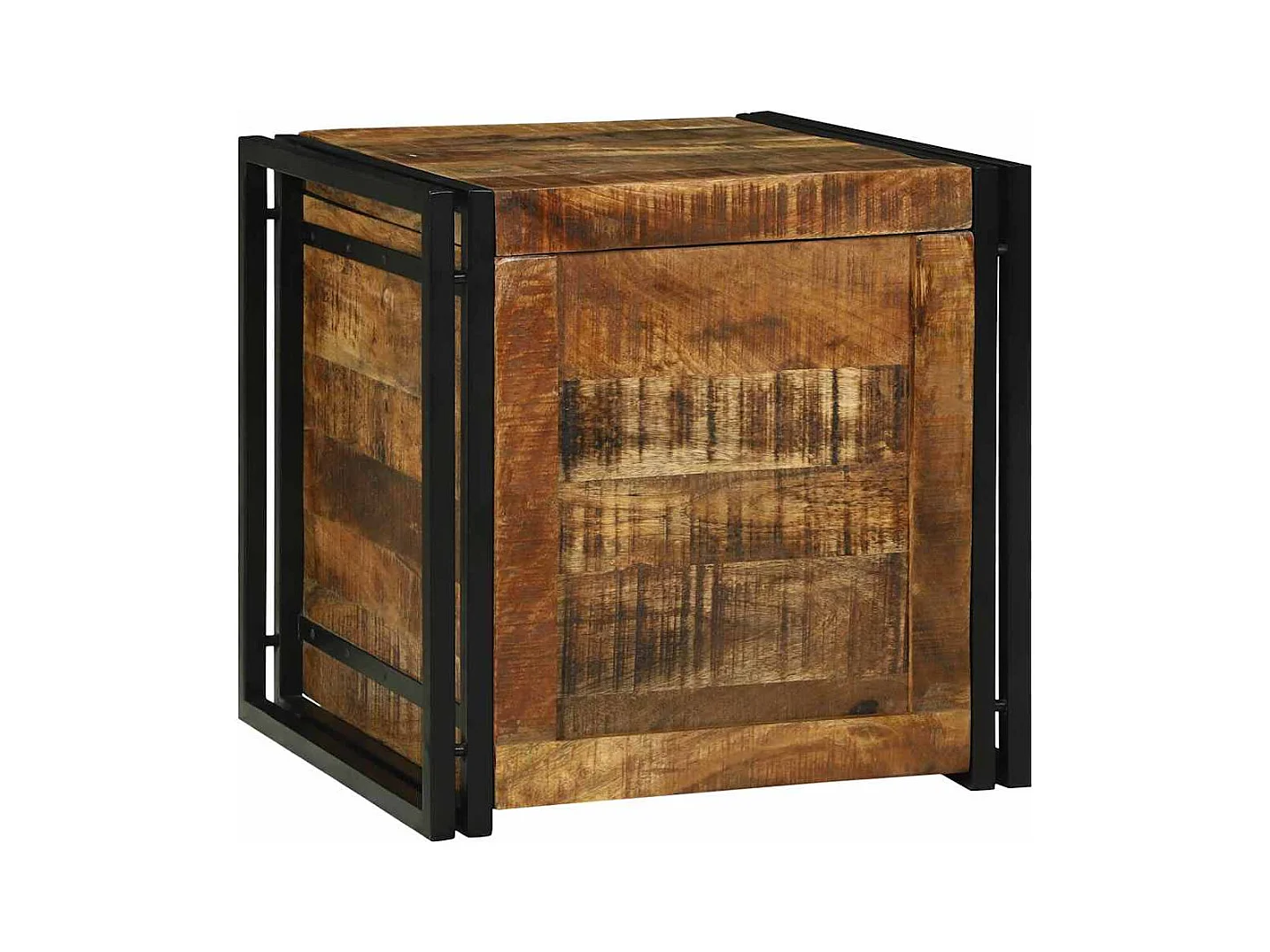 Boîte de Rangement 50 x 50 x 50 cm bois de manguier brut