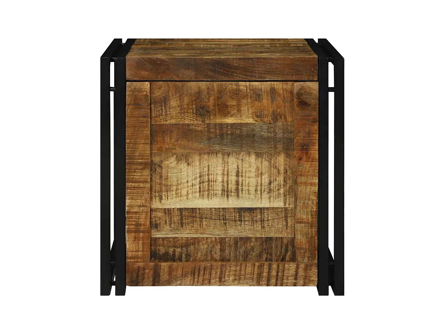 Boîte de Rangement 50 x 50 x 50 cm bois de manguier brut