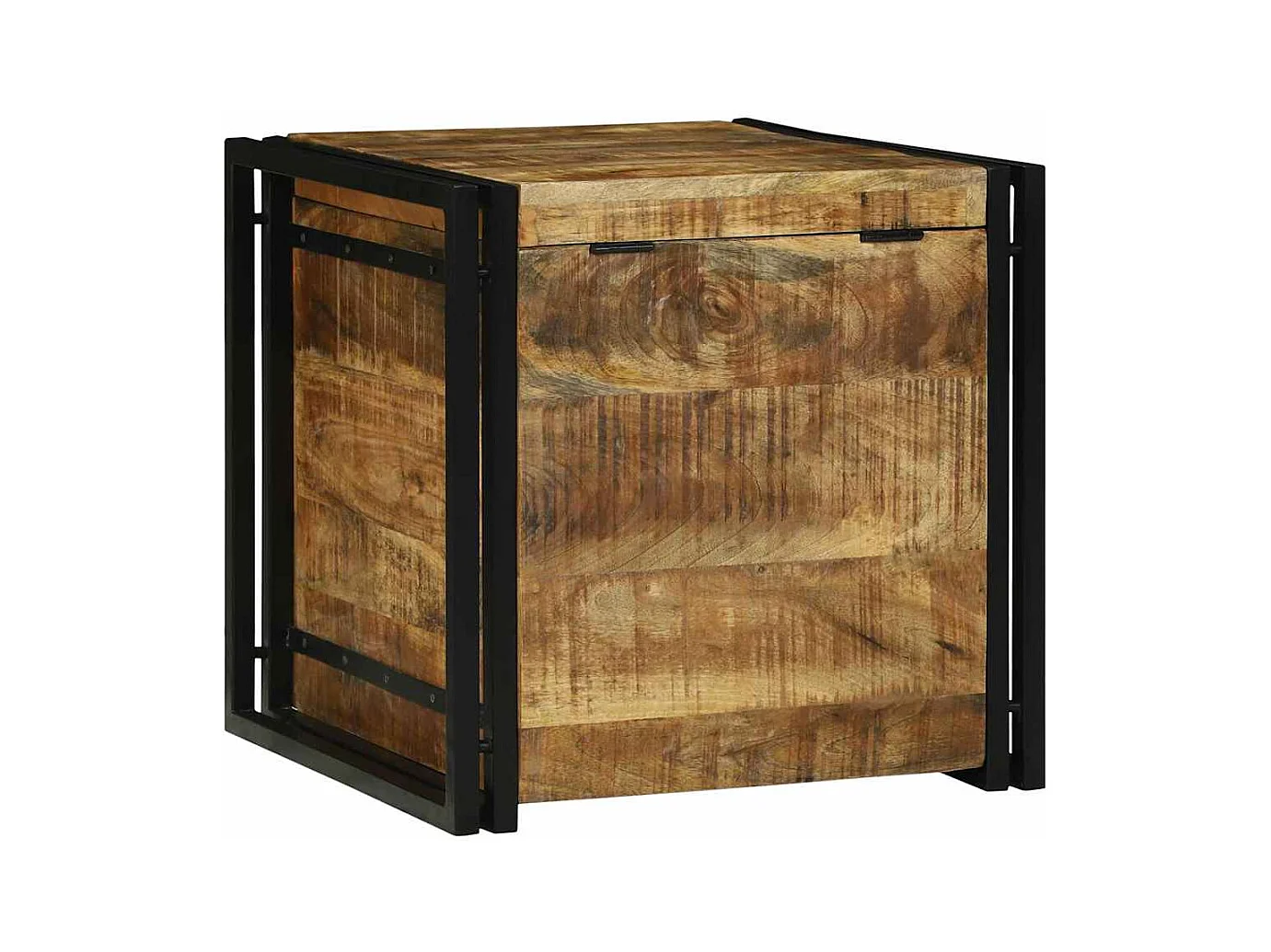 Boîte de Rangement 50 x 50 x 50 cm bois de manguier brut