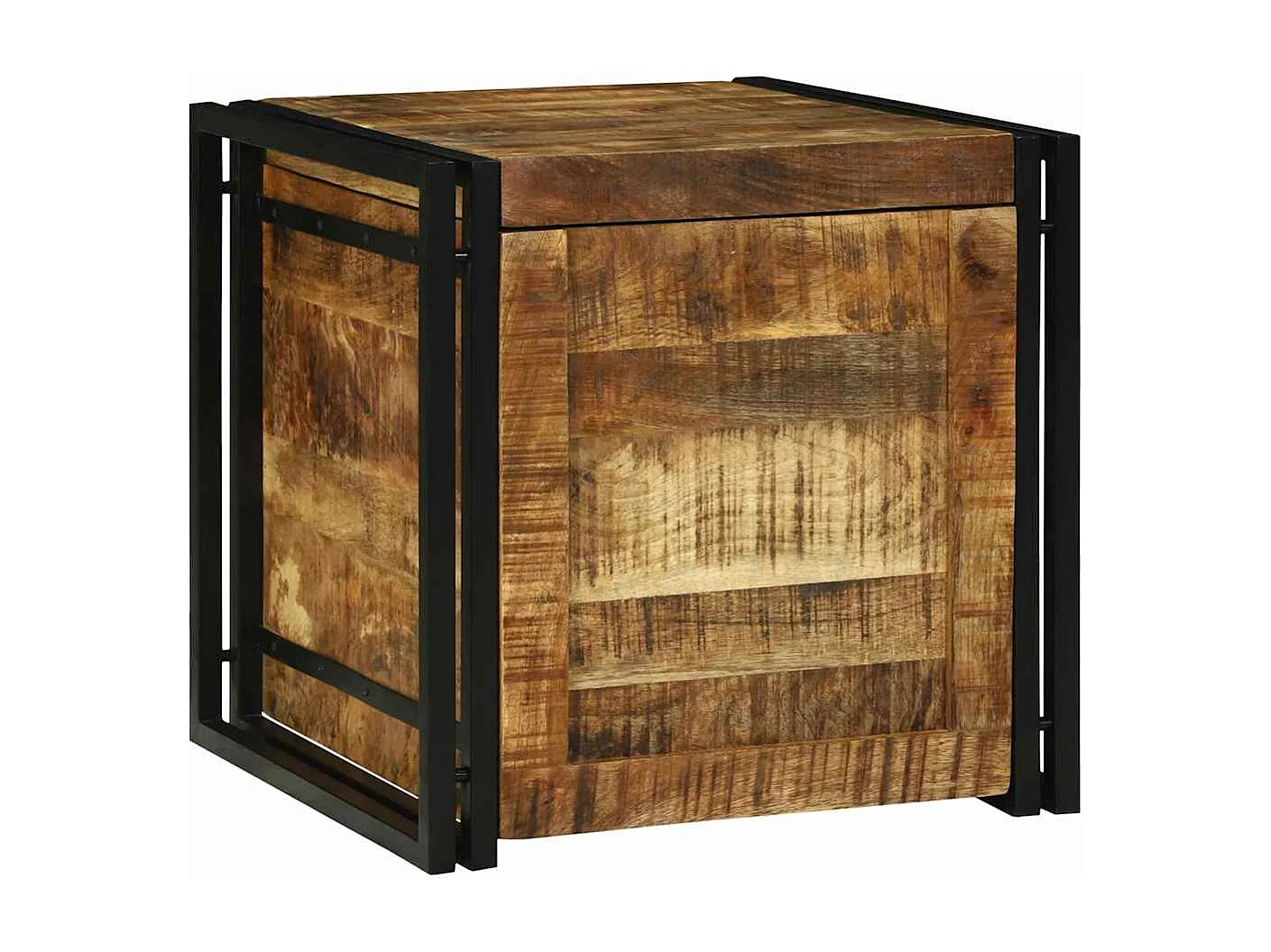 Caja de Almacenamiento 50 x 50 x 50 cm Madera de mango rugosa