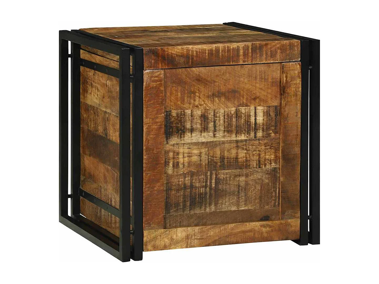 Caja de Almacenamiento 50 x 50 x 50 cm Madera de mango rugosa