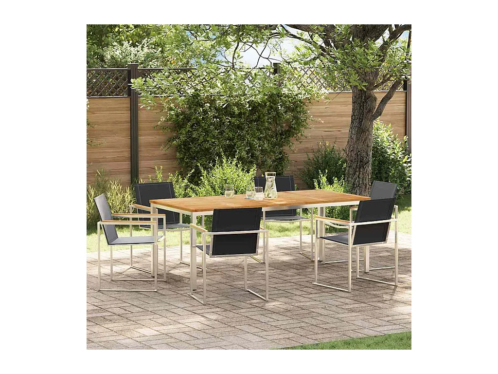 EnsembledeRepasdeJardin 7 pcs Teck massif