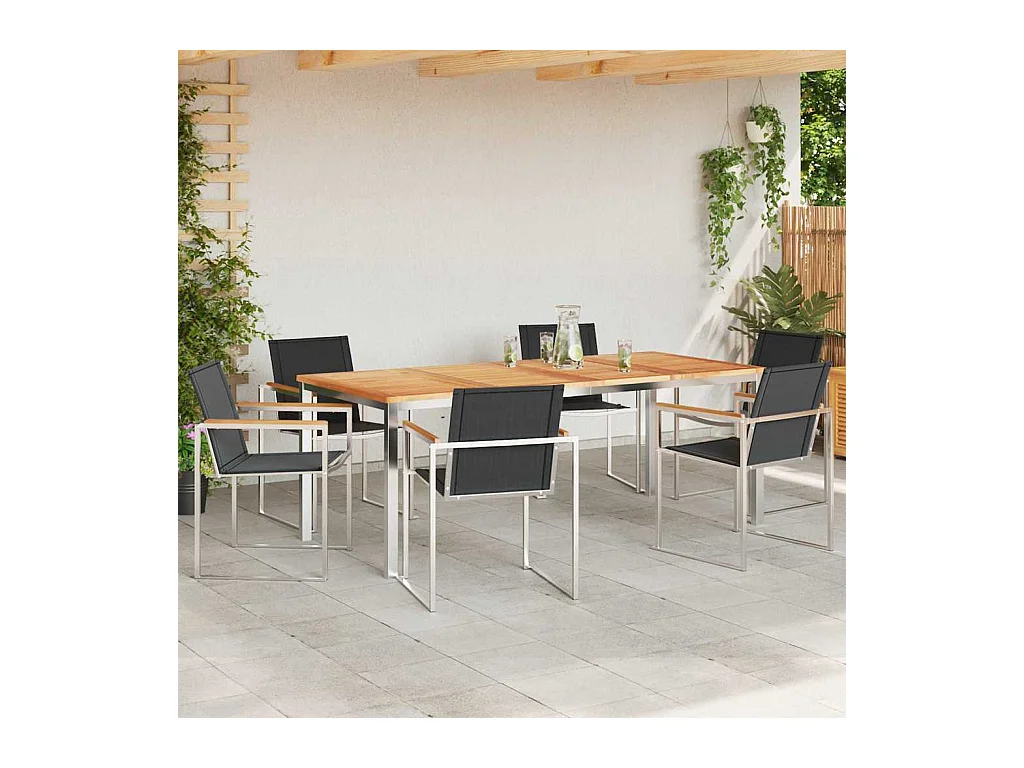 EnsembledeRepasdeJardin 7 pcs Teck massif