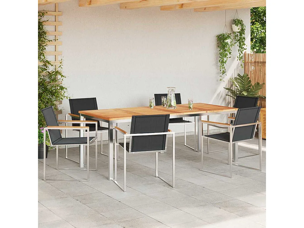 EnsembledeRepasdeJardin 7 pcs Teck massif