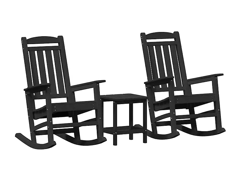 Sedia a dondolo da giardino 3 pcs Nero 38 x 38 x 46cm Plastica