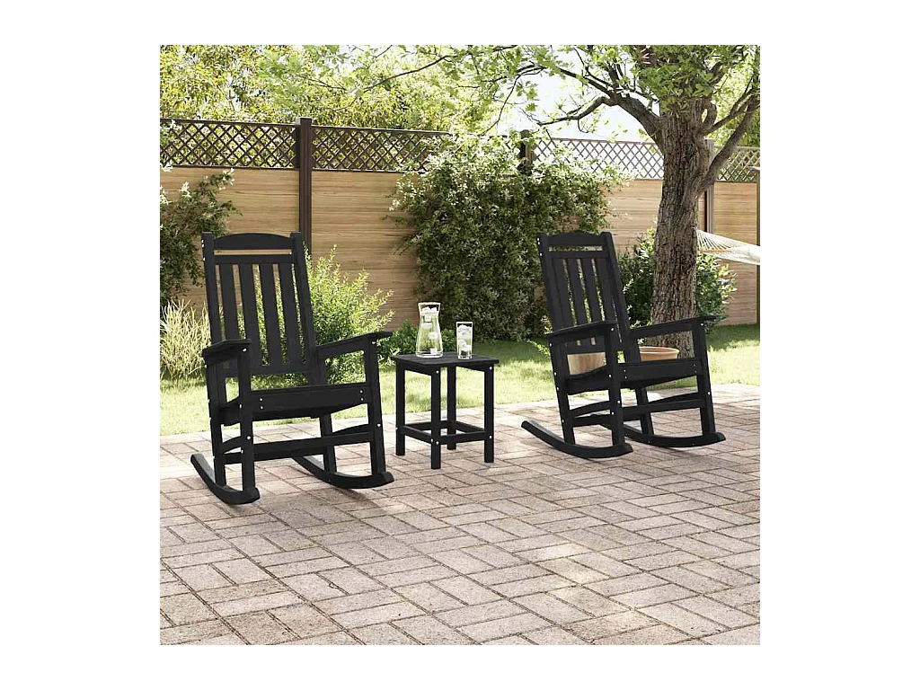 Chaise Berçante de Jardin 3 pcs Noir 38 x 38 x 46 cm Plastique