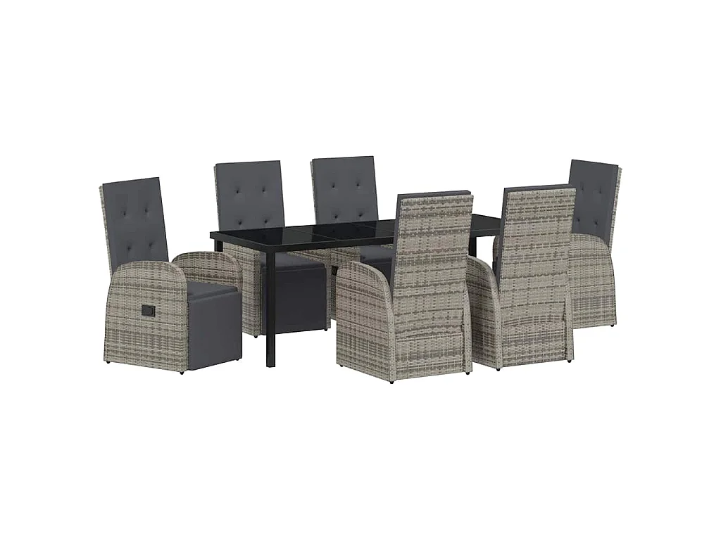 Ensemble de salle à manger pour jardin 7 pcs Gris polyrotin