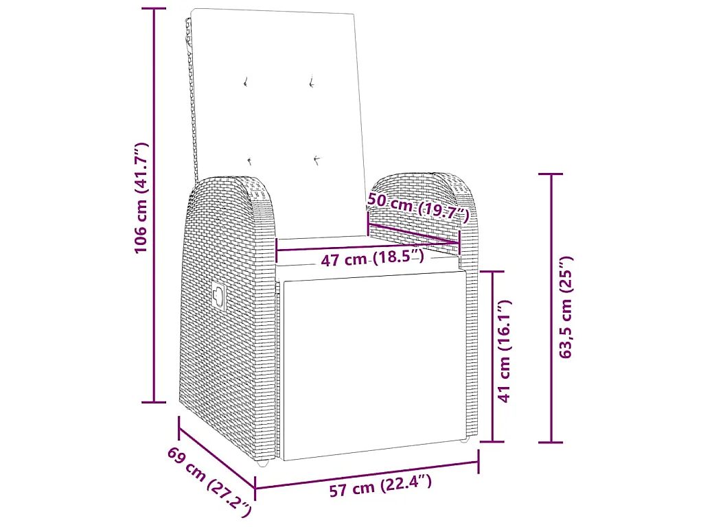 Ensemble de salle à manger pour jardin 7 pcs Gris polyrotin
