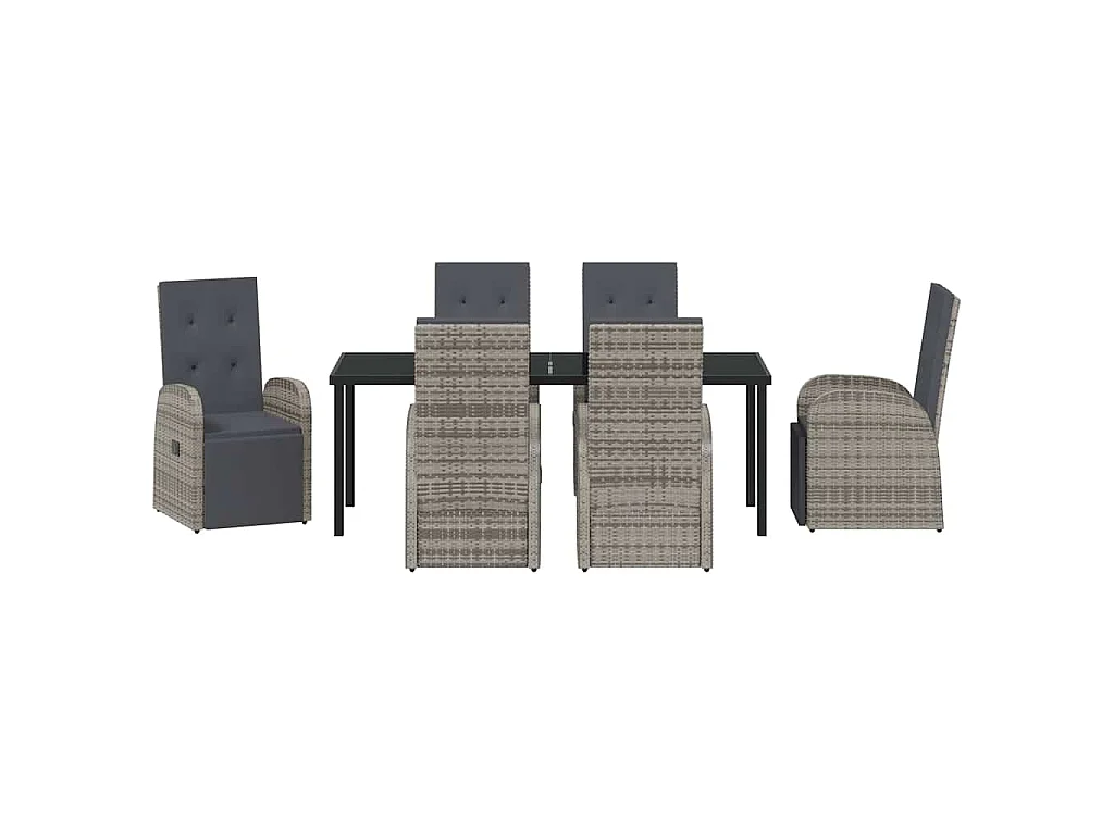 Ensemble de salle à manger pour jardin 7 pcs Gris polyrotin