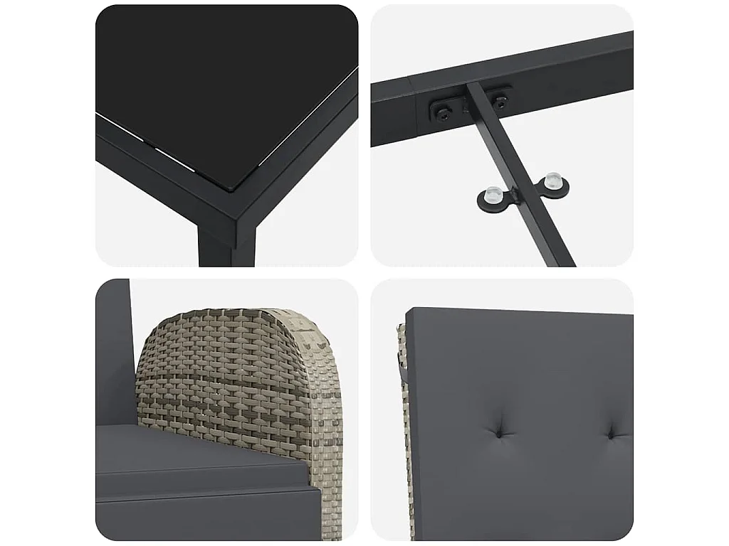 Ensemble de salle à manger pour jardin 7 pcs Gris polyrotin
