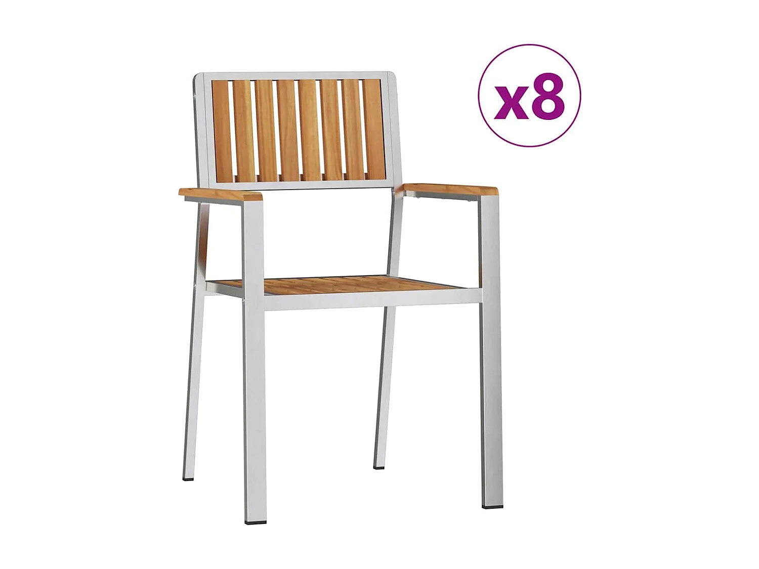 Chaisedejardin 8 pcs Marron 56x54,5x87cm TeckMassif