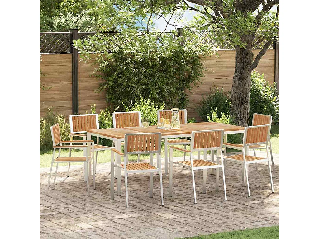 Sedia da Giardino 8 pcs Marrone Legno di teak solido