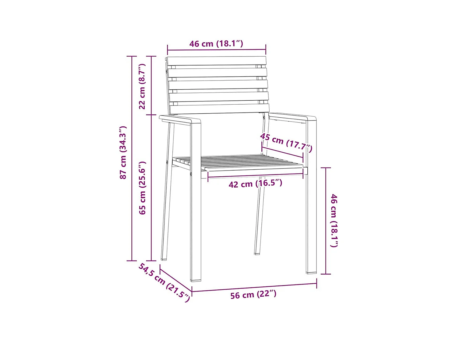 Chaisedejardin 6 pcs Marron 56x54,5x87cm AcaciaMassif