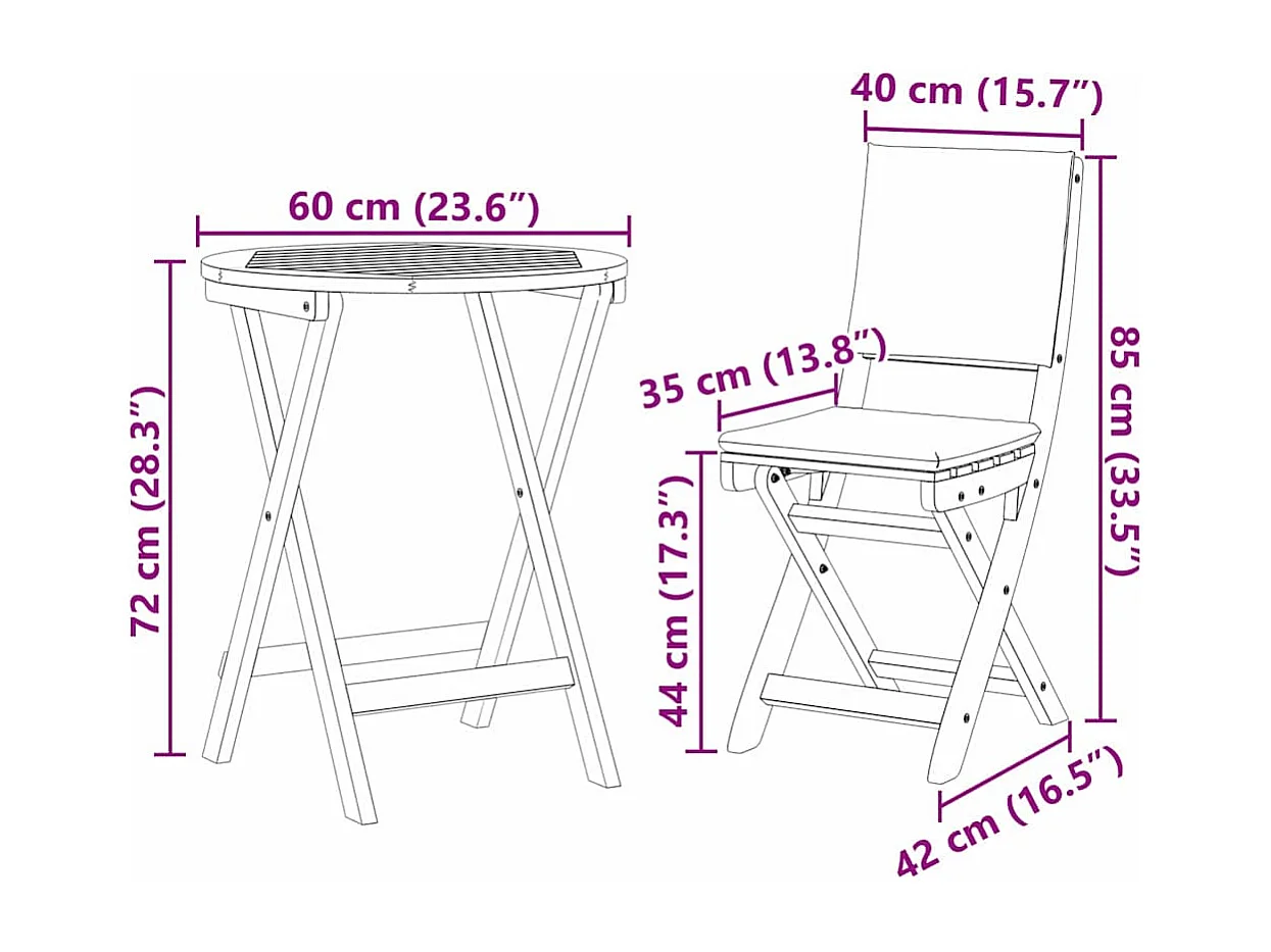 Bistroset 3 pcs Bruin Massief acaciahout