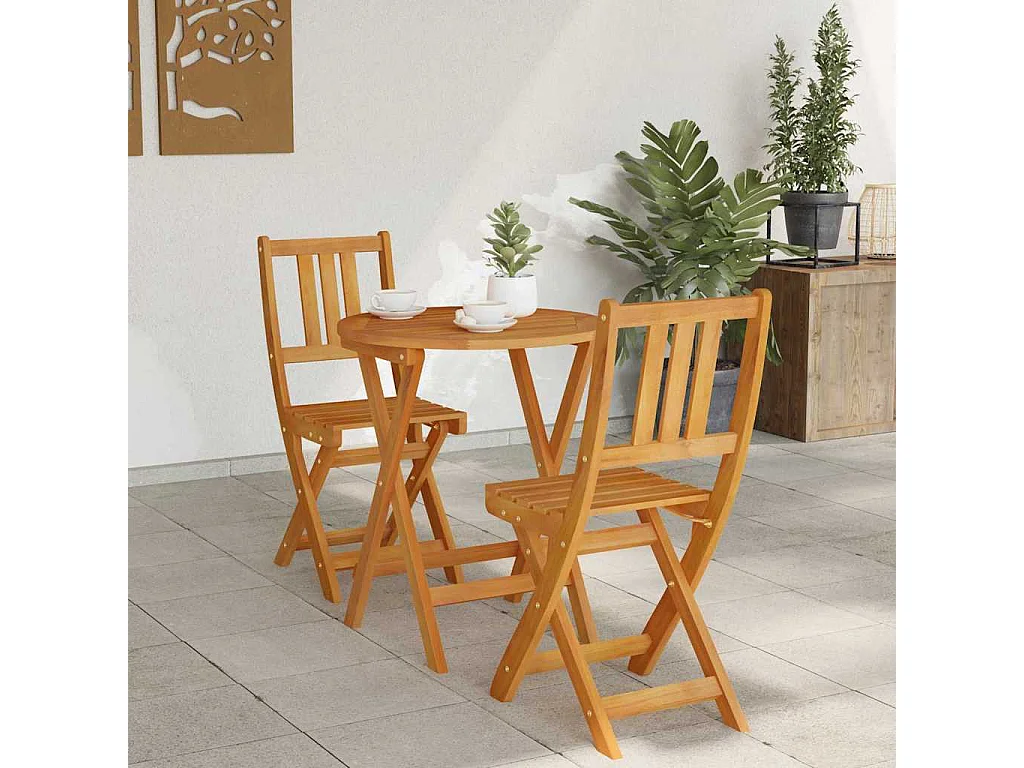 Ensemble bistrot 3 pc Huile Naturelle Bois d'Acacia Massif