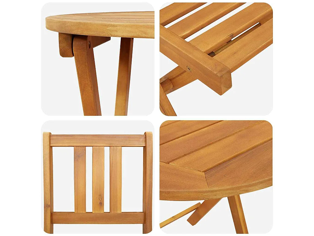 Ensemble bistrot 3 pc Huile Naturelle Bois d'Acacia Massif